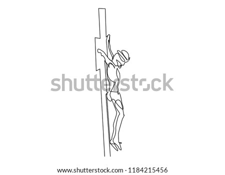 Continuous line drawing of Jesus Christ vector illustration