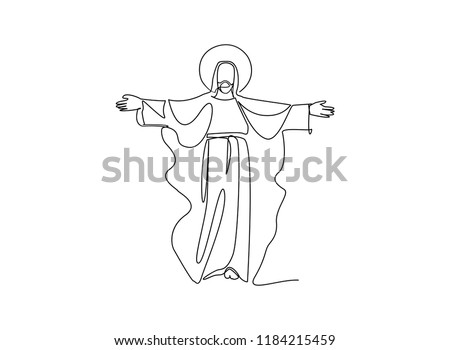 Continuous line drawing of Jesus Christ vector illustration