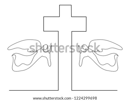 Continuous line drawing of Jesus Christ ,
linear style and Hand drawn Vector illustrations