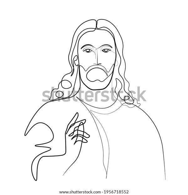 Continuous Line Drawing Jesus Christ Vector Stock Vector (Royalty Free ...