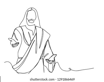 continuous line drawing of Jesus Drawing simple lines.