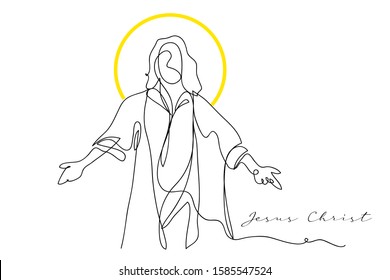 continuous line drawing of Jesus Drawing simple lines.