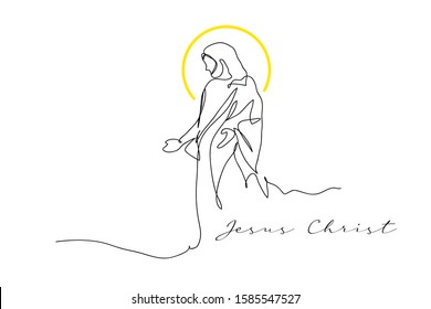 Continuous Line Drawing Jesus Drawing Simple Stock Vector (Royalty Free ...