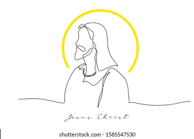 continuous line drawing of Jesus Drawing simple lines.