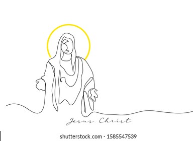 continuous line drawing of Jesus Drawing simple lines.