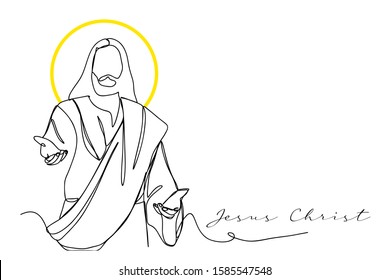 continuous line drawing Jesus Drawing simple lines 