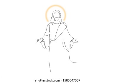 continuous line drawing of Jesus Drawing simple lines.