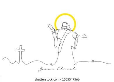 continuous line drawing of Jesus Drawing simple lines.