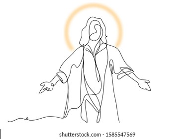 continuous line drawing of Jesus Drawing simple lines.