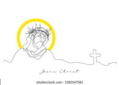 continuous line drawing of Jesus Drawing simple lines.