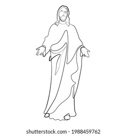 Continuous Line Drawing Blessed Virgin Mary Stock Vector (Royalty Free ...