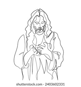 continuous line drawing of Jesus Drawing simple lines.
