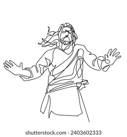 continuous line drawing of Jesus Drawing simple lines.