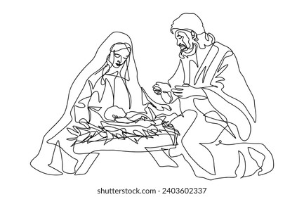 continuous line drawing of Jesus Drawing simple lines.