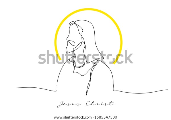 Continuous Line Drawing Jesus Drawing Simple Stock Vector (Royalty Free ...