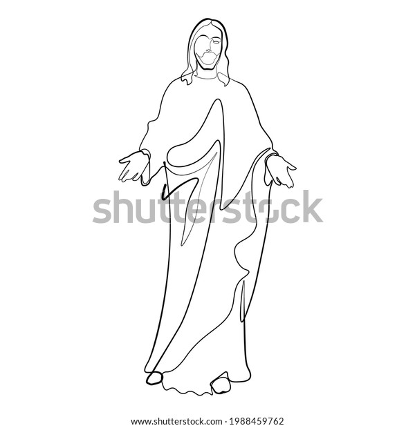 Continuous Line Drawing Jesus Drawing Simple Stock Vector (Royalty Free ...