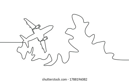 trazado continuo de línea del avión a reacción. diseño de minimalismo de dibujo continuo de una línea aislado en fondo blanco