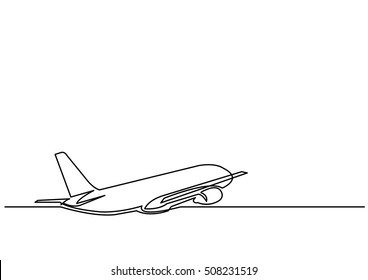 continuous line drawing of jet plane