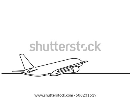 continuous line drawing of jet plane
