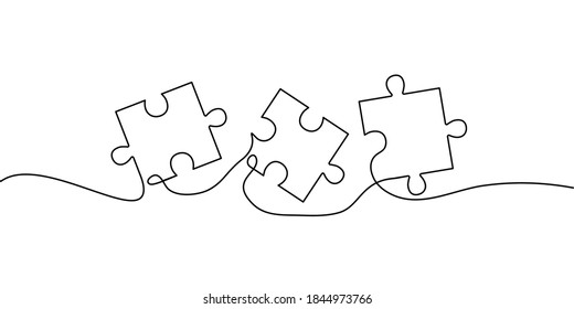 Continuous line drawing of jigsaw.