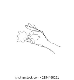vector de ilustración de rompecabezas de dibujo de línea continua