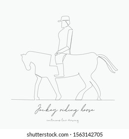 continuous line drawing. jockey riding horse. simple vector illustration. jockey riding horse concept hand drawing sketch line.