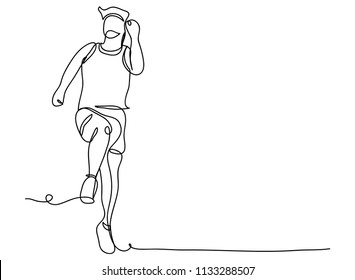 continuous line drawing of jogging.