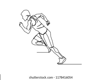 Continuous Line Drawing Jogging Concept Fitness Stock Vector (Royalty ...