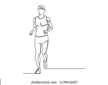 continuous line drawing of jogging.run concept, fitness, sports, health, vector illustration simple.
