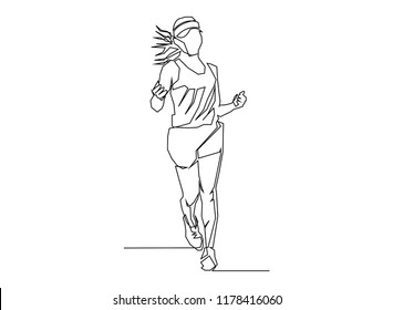 continuous line drawing of jogging.run concept, fitness, sports, health, vector illustration simple.