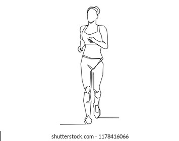 Continuous Line Drawing Jogging Concept Fitness Stock Vector (Royalty ...