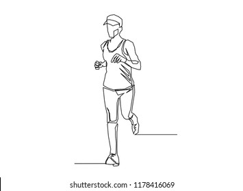 Continuous Line Drawing Jogging Concept Fitness Stock Vector (Royalty ...