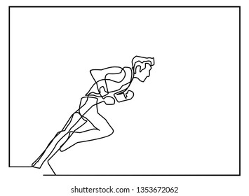 continuous line drawing of jogging.run concept, fitness, sports, health, vector illustration simple.