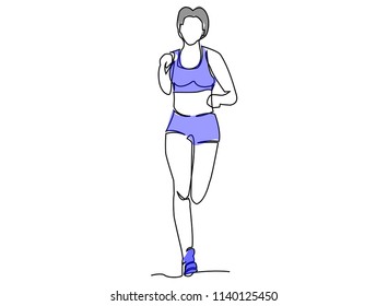continuous line drawing of jogging exercise vector illustration
