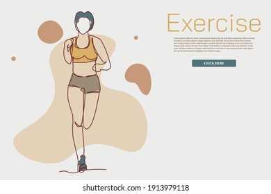 continuous line drawing of jogging run concept, fitness, sports, health, vector illustration simple.