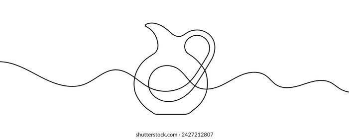 Continuous line drawing of jug. One line drawing background. Vector illustration. Single line decanter icon.