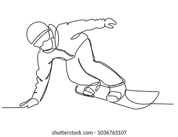 Continuous Line Drawing Jumping Snowboarder