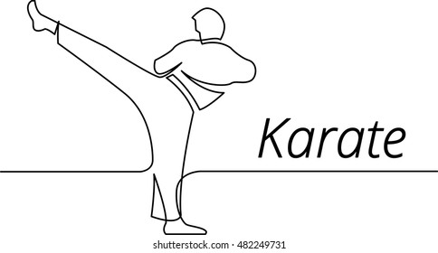 continuous line drawing of karate athlete