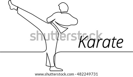 continuous line drawing of karate athlete