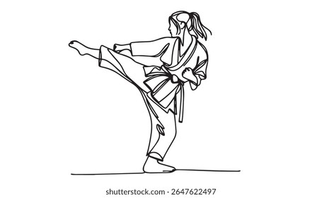 Desenho de linha contínua de karatê gi