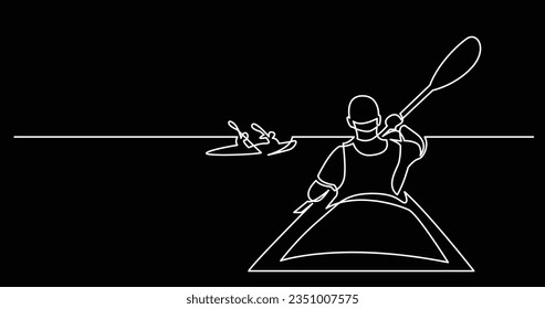 continuous line drawing of kayaking competition on water