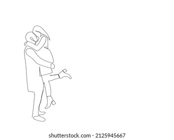 Continuous Line Drawing keeps the teen couple hugging romantic.Of Minimalism 