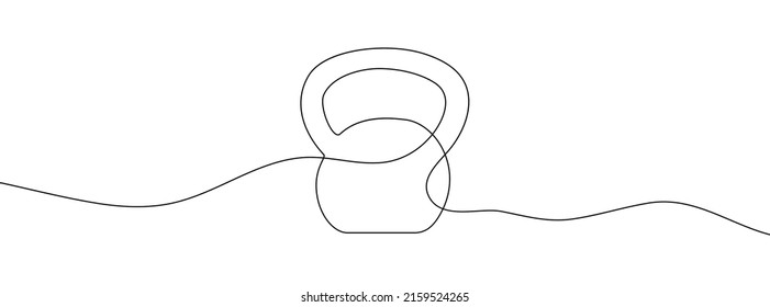 Continuous line drawing of kettlebell. Kettlebell linear icon. One line drawing background. Vector illustration. Kettlebell continuous line icon.