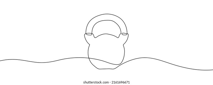 Continuous line drawing of kettlebell. Kettlebell linear icon. One line drawing background. Vector illustration. Kettlebell continuous line icon.