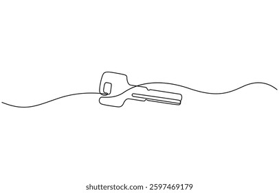 Continuous line drawing of a key for security and access concept, Keys continuous line drawing. Private security object. Vector hand drawn illustration.