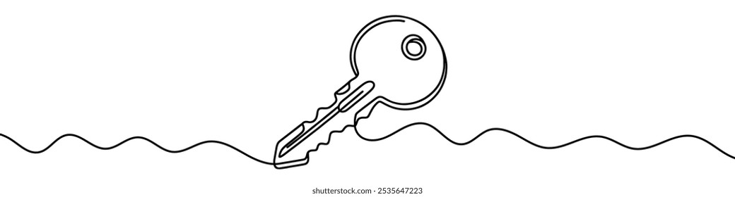 O desenho de linha contínuo de uma chave está sugerindo conceitos de segurança e acesso
