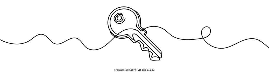 O desenho de linha contínuo de uma chave está sugerindo conceitos de segurança e acesso