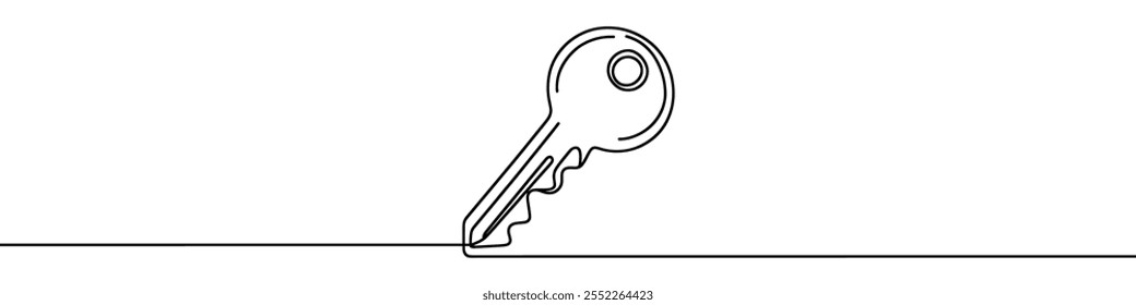 El dibujo continuo de una clave sugiere conceptos de seguridad y acceso