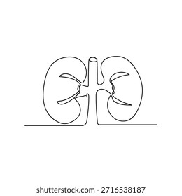 Kontinuierliche Linienzeichnung der Niere Symbol handgezeichnetes Symbol Vektorgrafik durchgehend eine Linie
