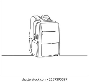 Dibujo de línea continua de Kids Back Pack. Ilustración de una sola línea de School Back. Concepto de regreso a la escuela. Esquema editable